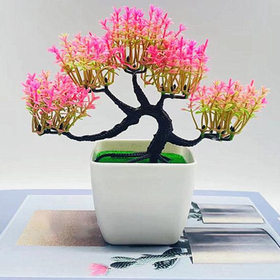 Artificial Bonsai Realistic Looking Geometric Shape Potted Unfading Not Withered Maintenance Free
