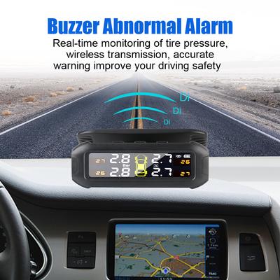 Monitor de presión de neumáticos para automóvil Advertencia de temperatura Ahorro de combustible con 4 sensores externos Sistema de monitoreo de presión de neumáticos TPMS solar