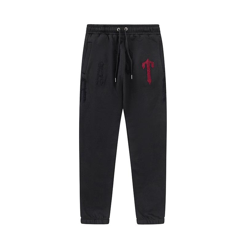 Foreign trade new rainbow color matching letter embroidery velvet loose hooded sweater casual trousers set men and women the same style