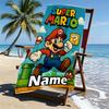 Custom Name Personalized Super Mario Print Beach Towel, for Trip Camping Beach Party Home Decor, Birthday Gift for Family & Friends