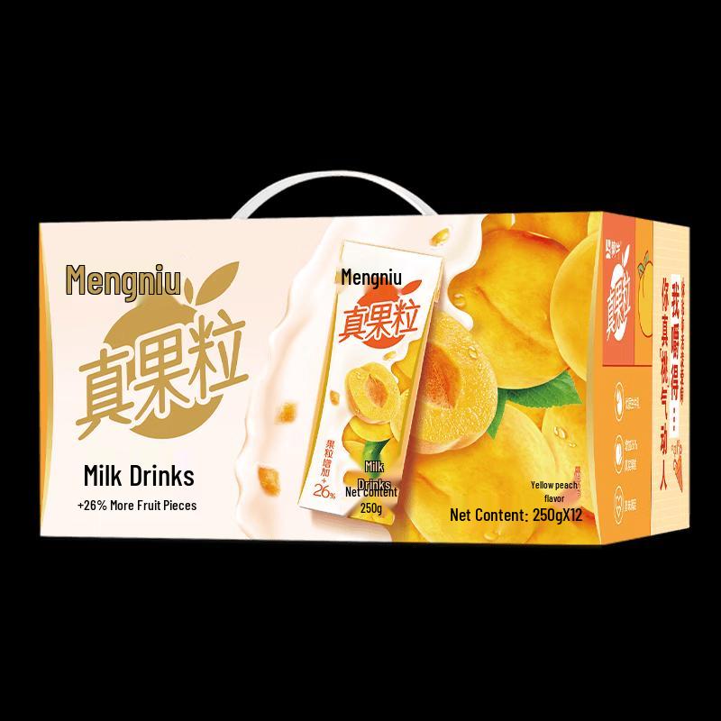 Mengniu Zhenguoli Yellow Peach Fruit Beverage with Pulp