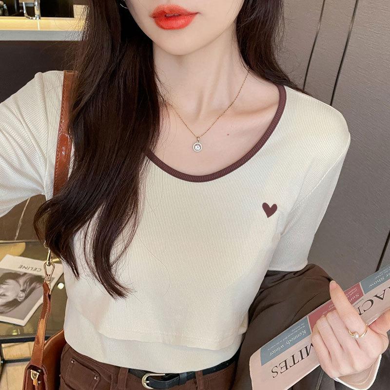 Maternity Nursing Cotton T-Shirt - Early Spring Loose Slimming Postpartum Base Layer XL
