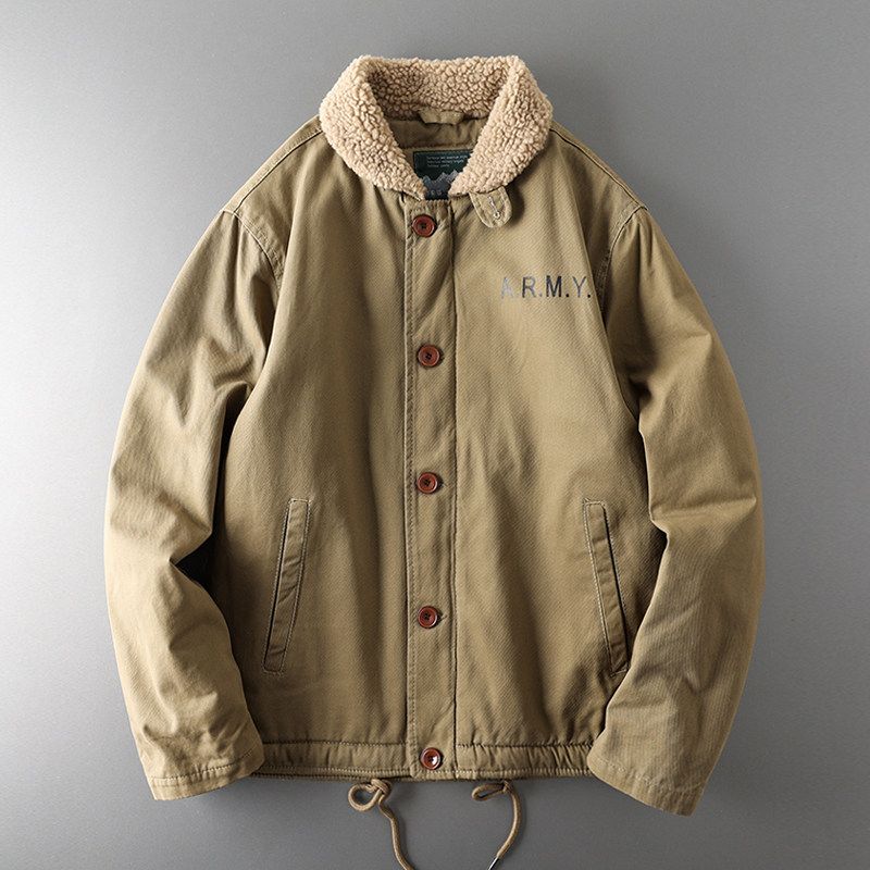 American Retro N1 Deck Serving Men's Winter Lambskin Cotton Coat Jacket Export Men's Cotton-Padded Clothes Parka Jacket Cotton-Padded Jacket