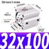 SDA Mini Pneumatic Cylinder, High Thrust, Thin Type, Bore Sizes 20/25/32/40/50
