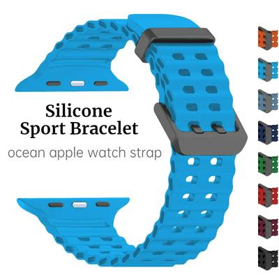 Silicone Strap for Apple Watch Ultra 2 49mm 45mm 44mm 42mm Sport Band for IWatch Series 9 8 7 6 SE 5 4 3 2 Correa