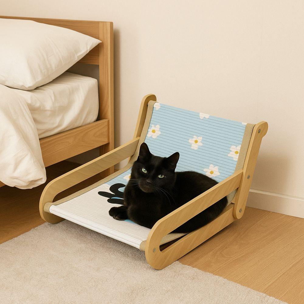 Universal Wooden Pet Sofa Bed Cartoon Removable Cat Rocking Chair Wear-Resistant Dog Bed Chairs Four-Season