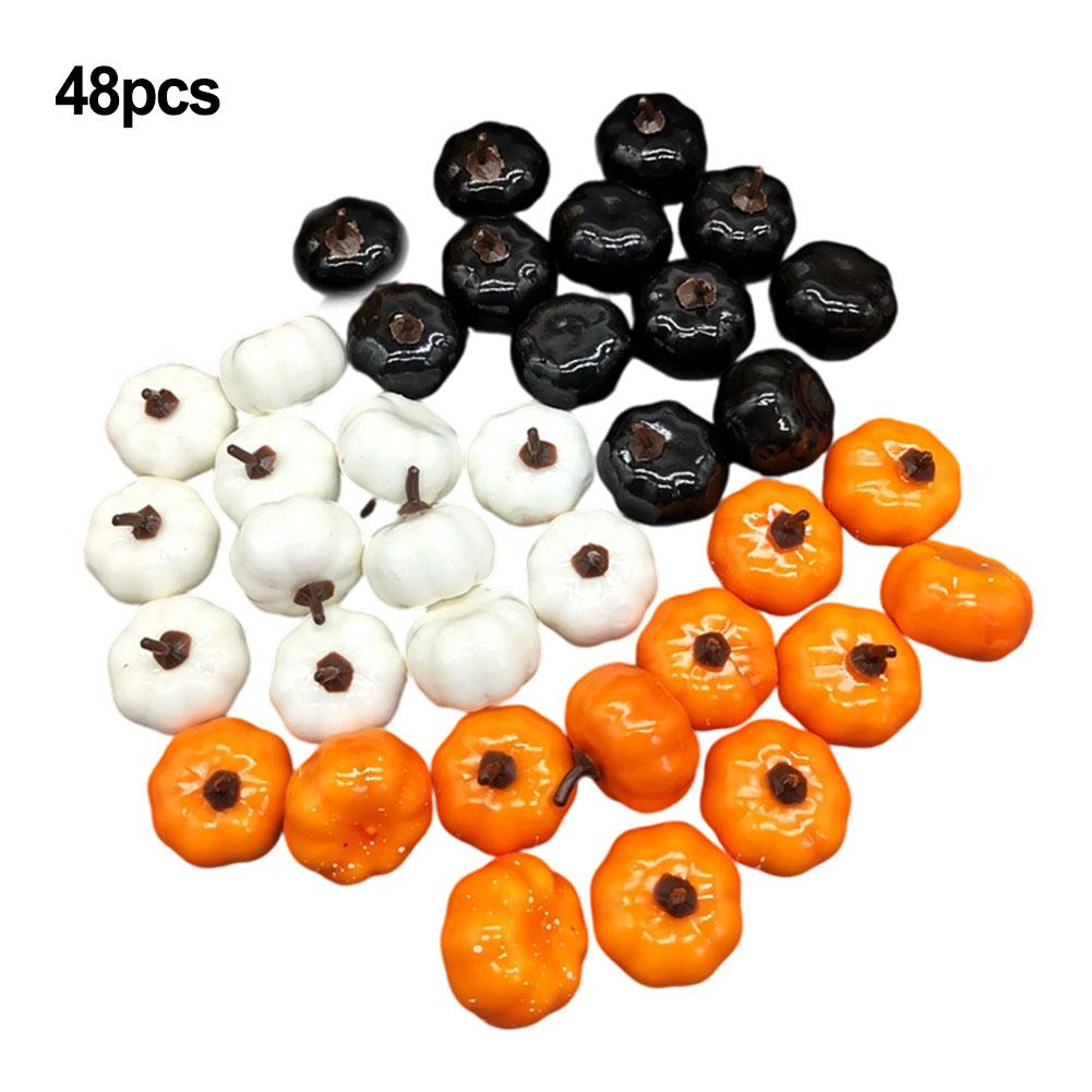 

Set of 48 Small Artificial Pumpkins in Black White and Orange for Crafting Floral Wreaths and Holiday Decorations China Mainland