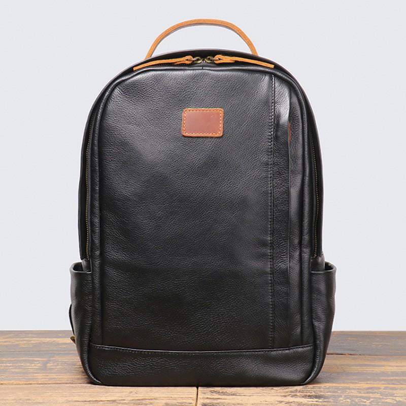 

Men s Leather Backpack Top Layer Cowhide Travel Leisure Commuting Business Trip Large Capacity Computer Bag чёрный