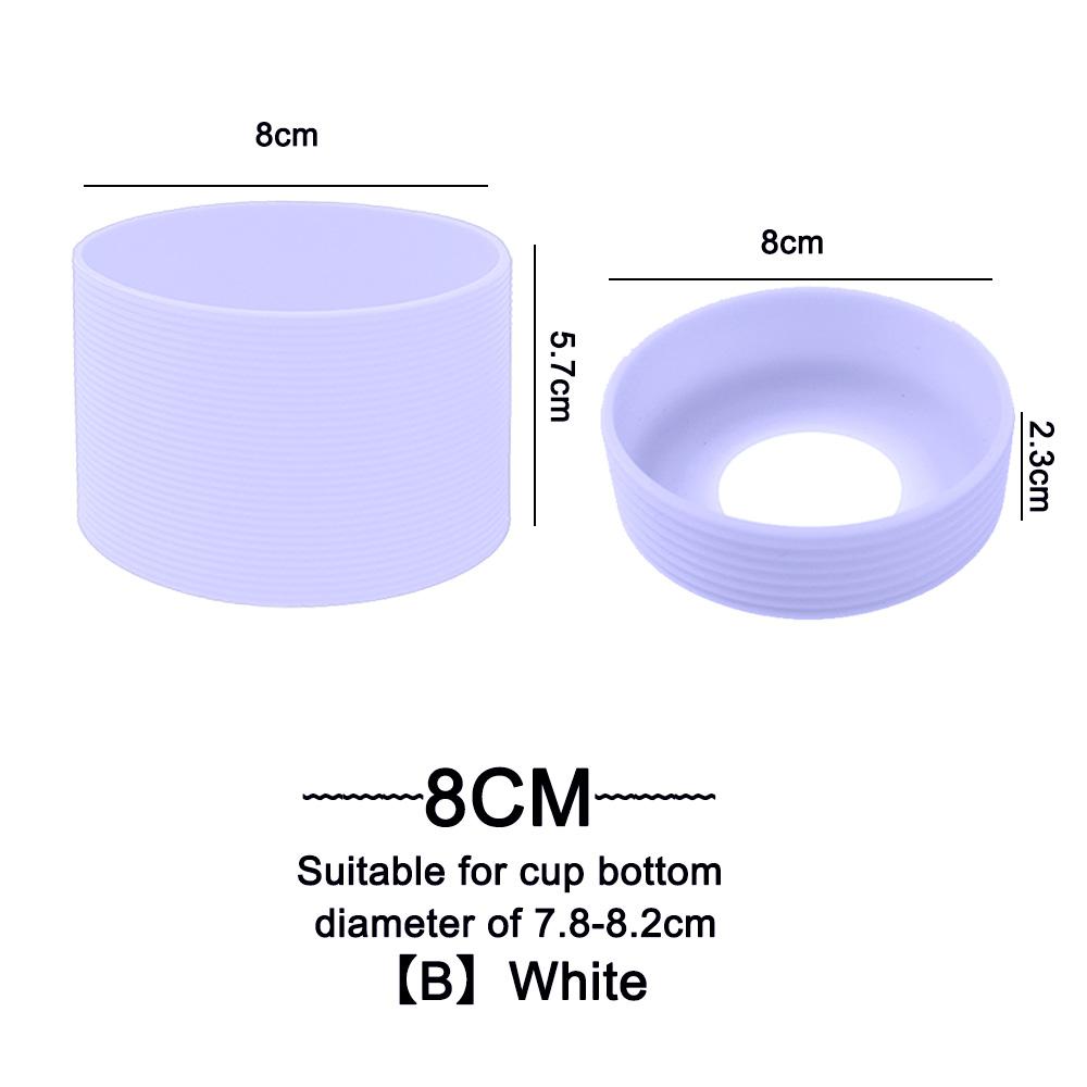2Pc/Set 8cm 15 Colour Threaded Soft Silicone Cup Sleeve And Bottom Suit Heat Insulated Anti Slip Good Toughnes Odorless Elastic