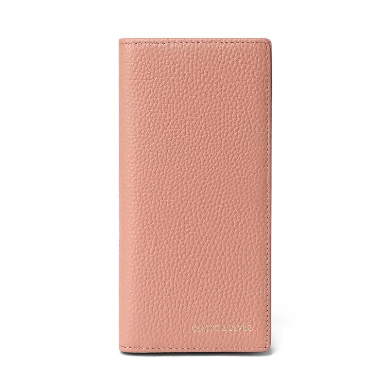 Cowhide Wallet Women's Long Folding Wallet Wallet Wallet Ticket Clip Clutch Retro Multi-function Change