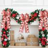 40*24cm Double Layer Large Christmas Bow Christmas Tree Topper Bow with Glitter Gold Edge Decor for Xmas Door MapleLeaf Bow Deco