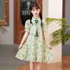 Girls' Summer Floral Cheongsam Princess Dress - Chinese Hanfu Style