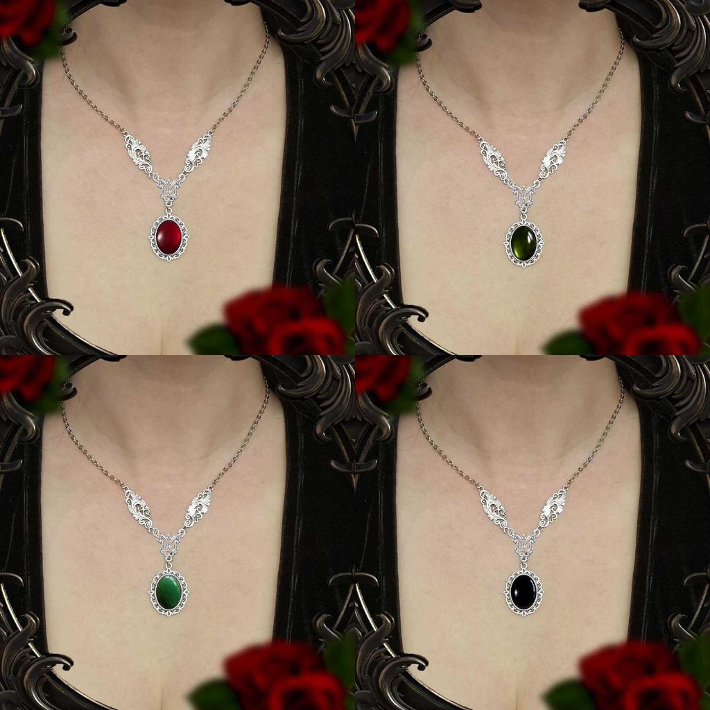 Gothic Vintage Ruby Jewelry Geometric Pendant Chain For Party Wear
