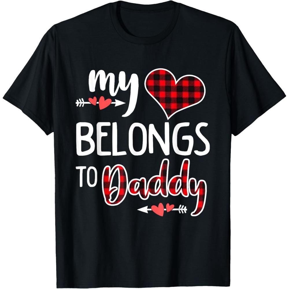 My Heart Belongs To Daddy Heart Valentines Day Gift Boy Girl Cotton Men T Shirt 3XL чёрный