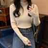 Spring Autumn Semi-turtleneck New Lace Pullover Long Sleeved Sweater Fashion Long Sleeve Women Knitted Bottoming Shirt Elegant Simple Slim Fit Top