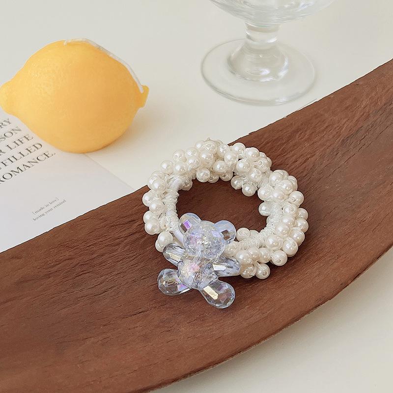 Princess Crown Pearl Hair Ties for Girls - Korean Style Bun and Ponytail Accessories
