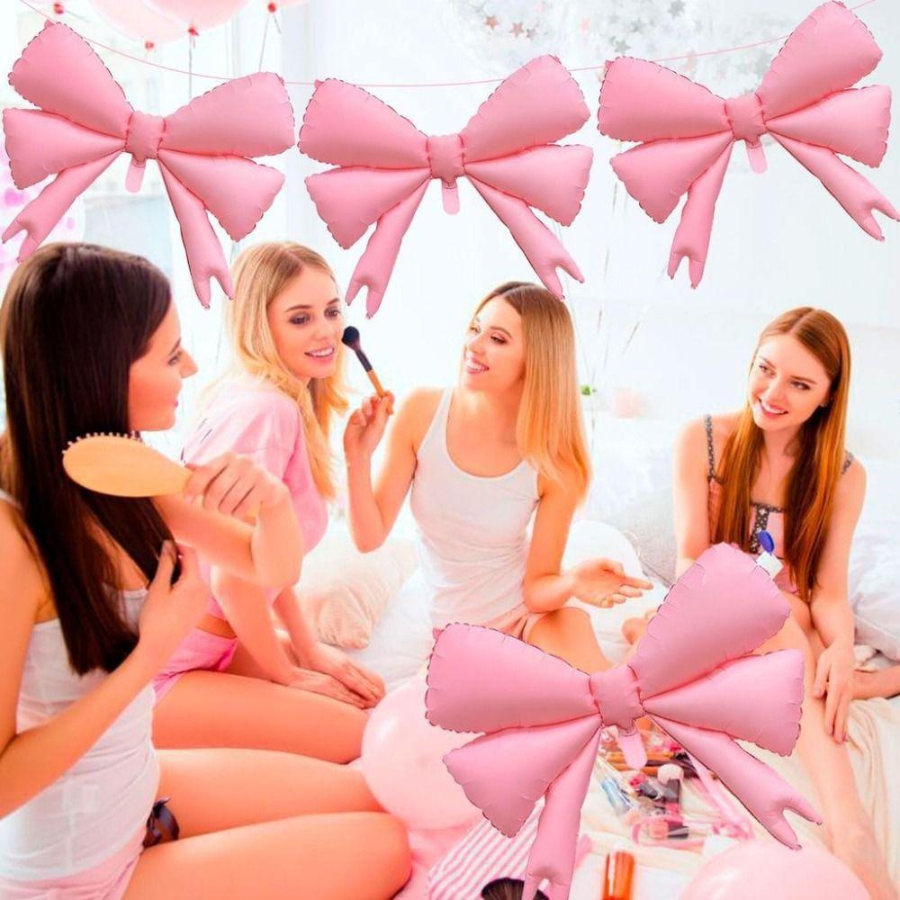 Reusable Pink Bow Balloons  for Girls Birthday Baby Shower Decorations Wedding Decorations