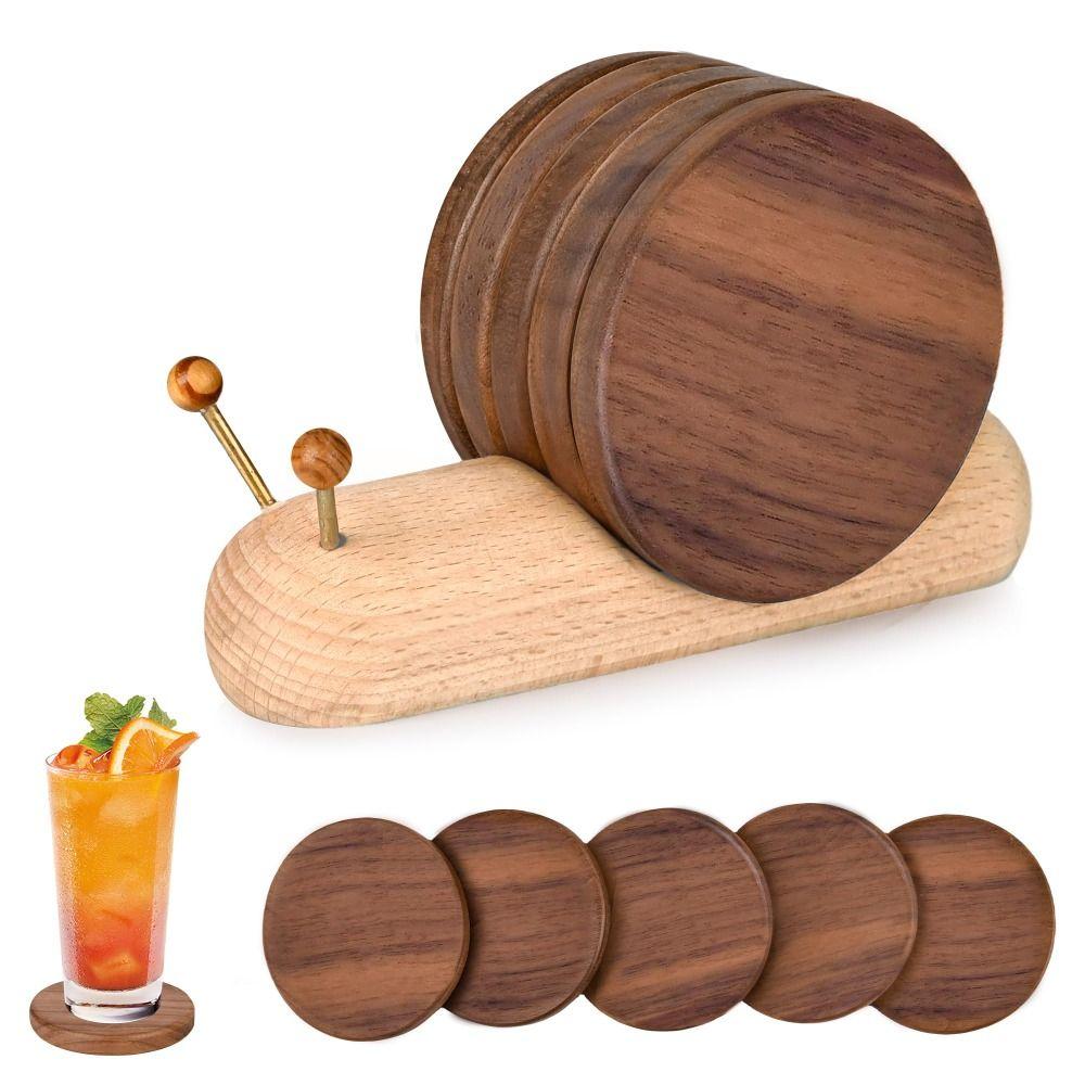 Wooden Insulated Coaster Snail Table Mat Creative Cup Mat  Home Decoration