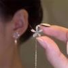 S925 Sterling Silver Micro-set Stud Earrings: 2024 Trendy Korean Style Long Elegant Earrings for Women.
