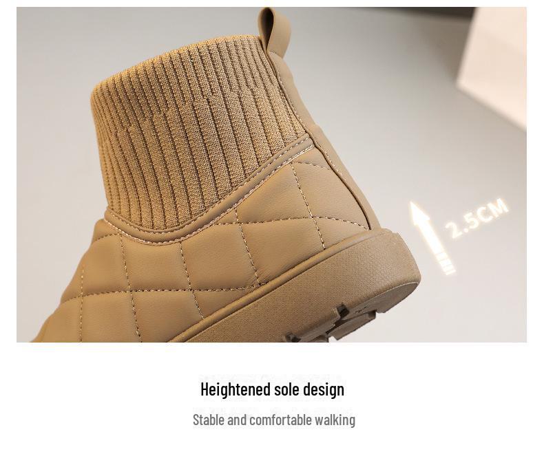 BRM881 Bottes de Neige pour Femmes Augmentant la Taille, 2024 - Couleur Unie, Tout-Allant, Doublure en Velours Chaude et Tendance