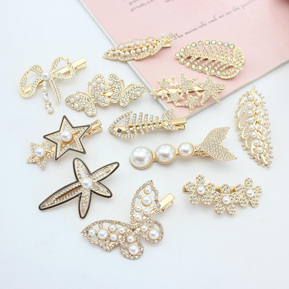 17 Styles Hair Clip Big Barrettes Bowknot Leaf Butterfly Flower Star Crystal Alligator Hairpin Headwear Jewelry Gift
