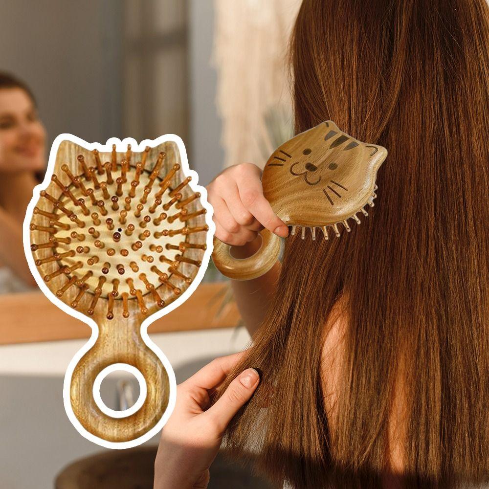 Sandalwood Hair Comb Wooden Paddle Cushion Hair Cute Massage Comb  Hairbrush