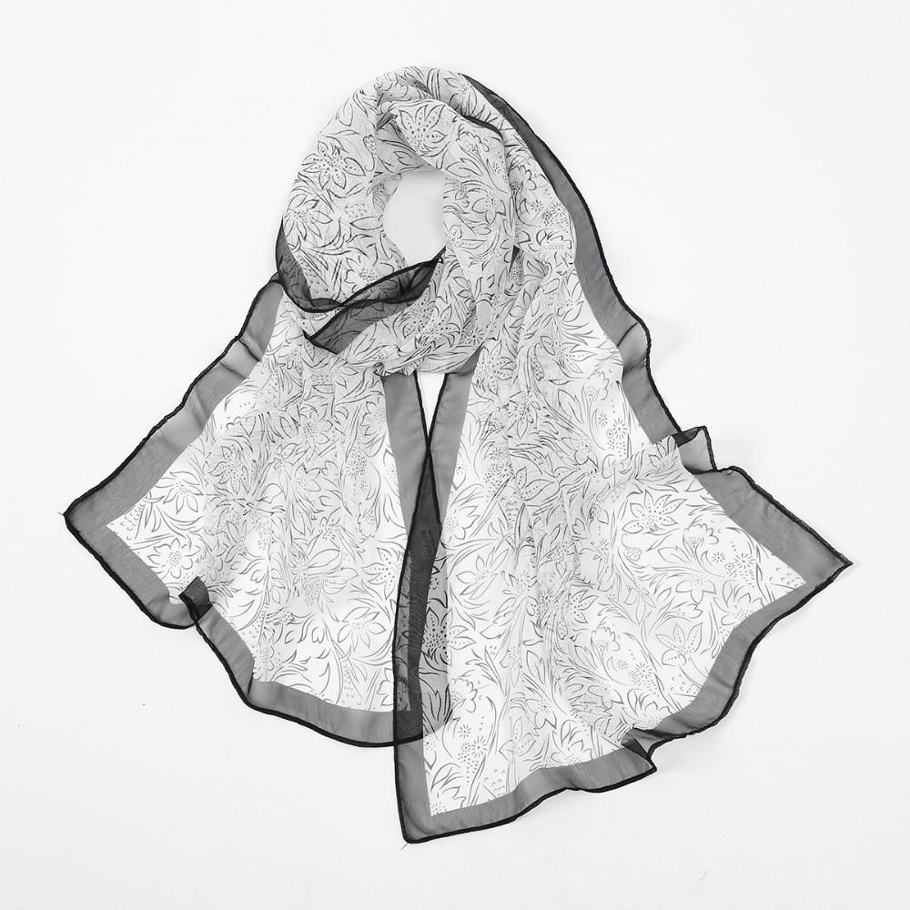 Nuevo Diseño Elegante Pañuelo de Gasa Estampado Chal Ligero Envoltorio Transpirable Estilo Clásico Pañuelo de Protección Solar Para Mujer