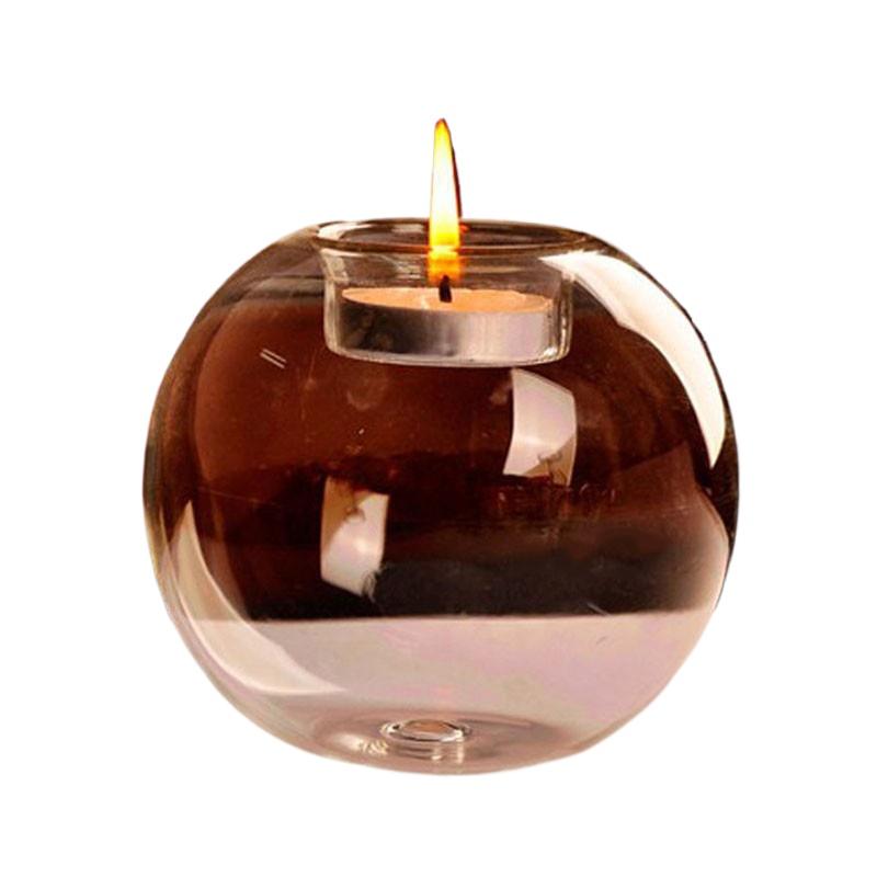 1PC Glass European Round Candle Holder Clear Glass Candle Holder Glass Crafts Ornament Home Decoration