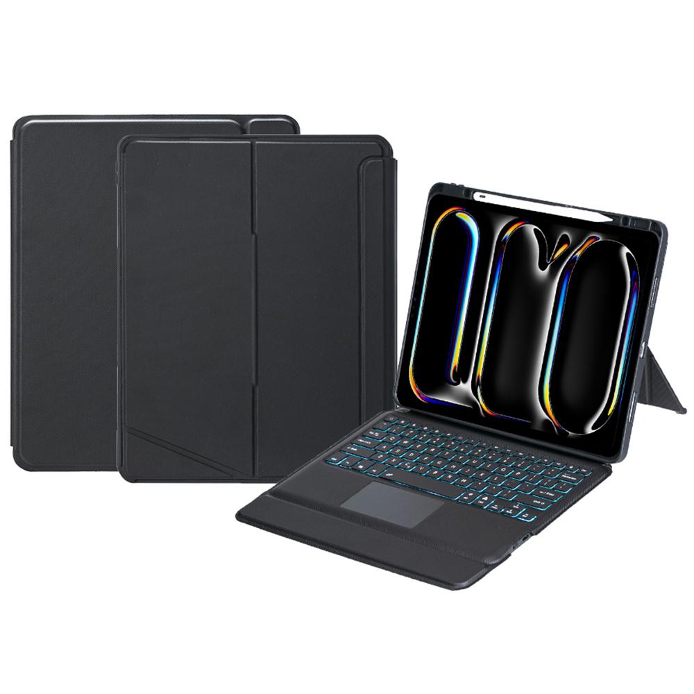 

T14B-AS For iPad Pro 13 (2024) Rotation Shaft Stand Leather Tablet Protection Cover+Backlit Touchpad Bluetooth-compatible Keyboard A