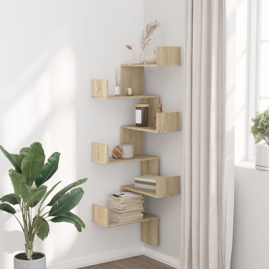 6-Tier Irregular Corner Shelf, Storage and Display Racks for Living Room, Bedroom, Hallway, Entryway, and Bathroom, 45x45x147cm