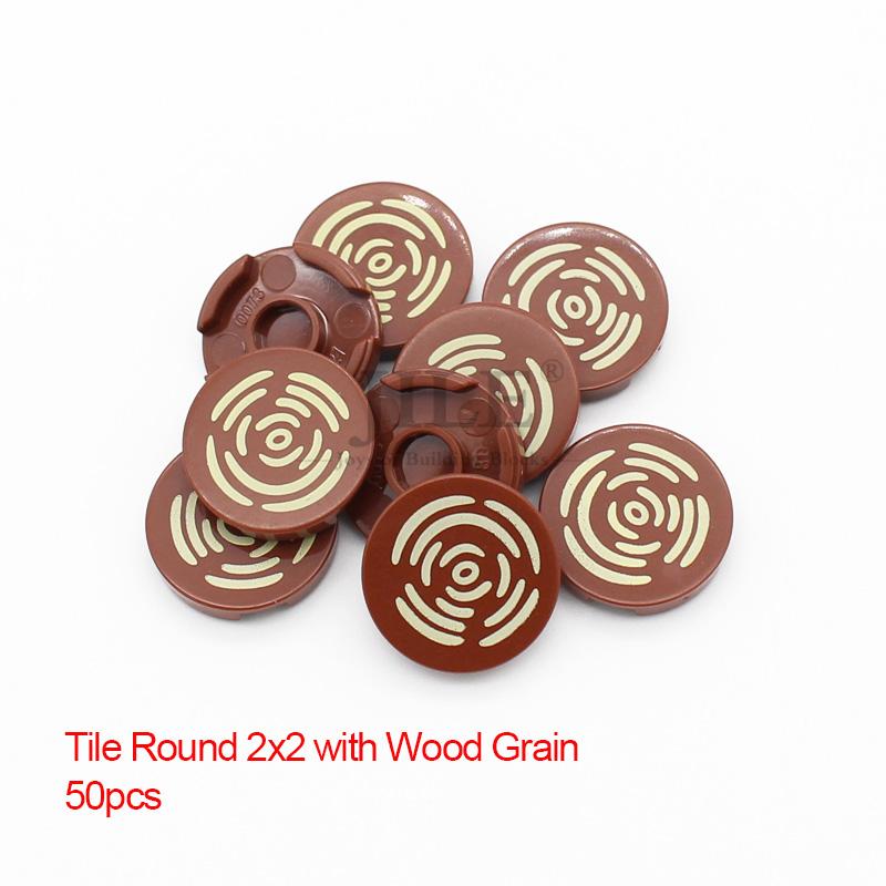 50pcs Moc Tile 1x4 1x3 Tablet with Wood Grain Danger Stripes Pattern DIY Building Blocks Bricks Compatible with 2431 63864