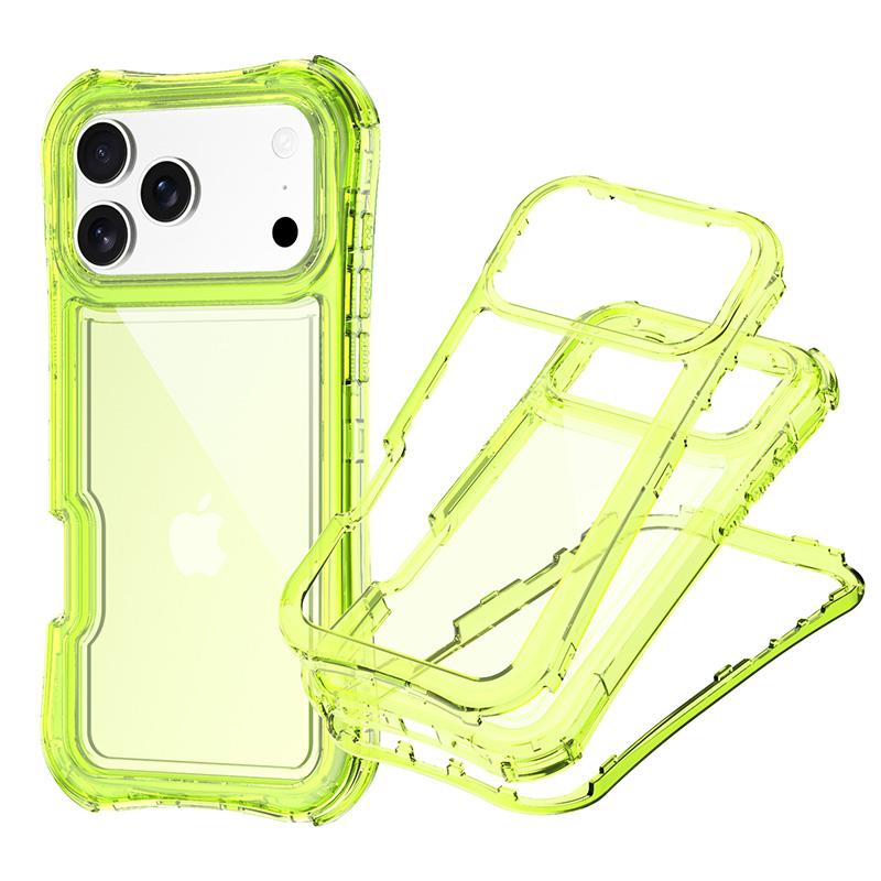 

3IN1 Four-corner Airbag Anti-Drop Clear Case for IPhone 17 16 15 14 Plus 13 12 Pro Max 16E Drop Proof Hand Lanyard Protect Cover iPhone 15 Pro Max фарби люмінесцентні зелений колір