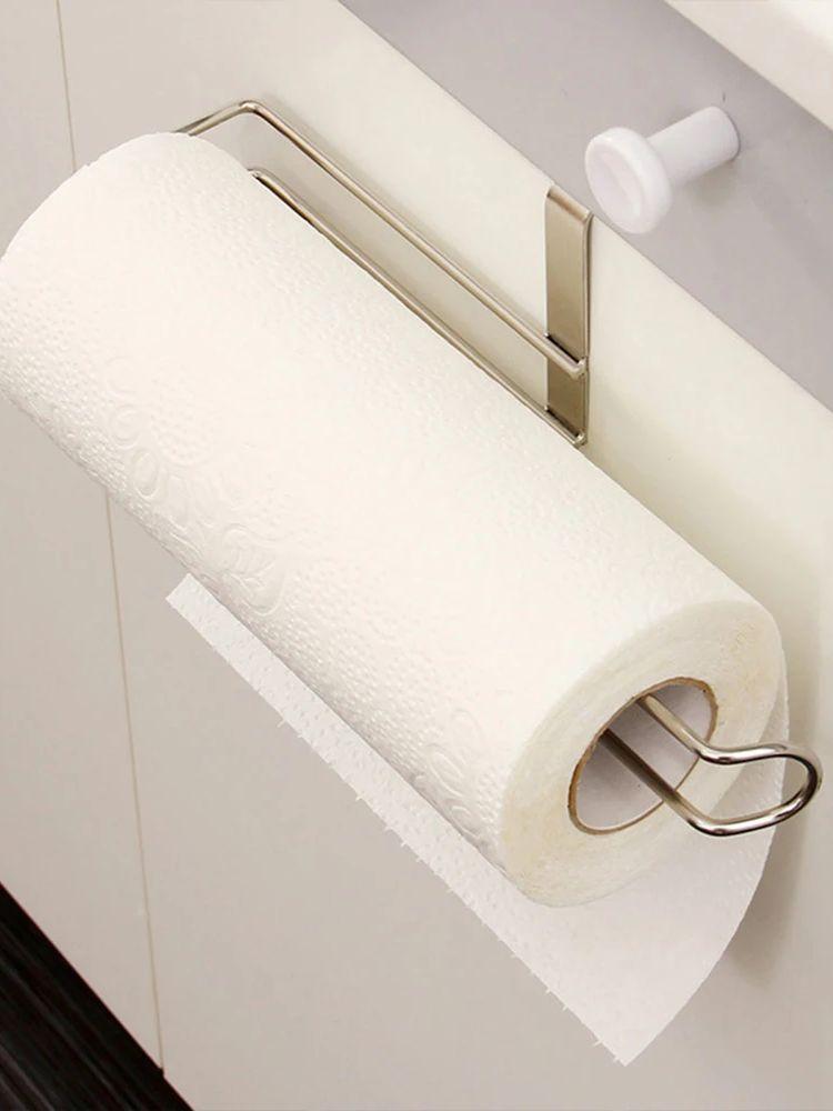 1pc Stainless Steel Roller Paper Holder,Traceless Punch Free KitchenPaper Holder, Oil-free Dishcloth Holder, Towel Holder Rack,O серебряный