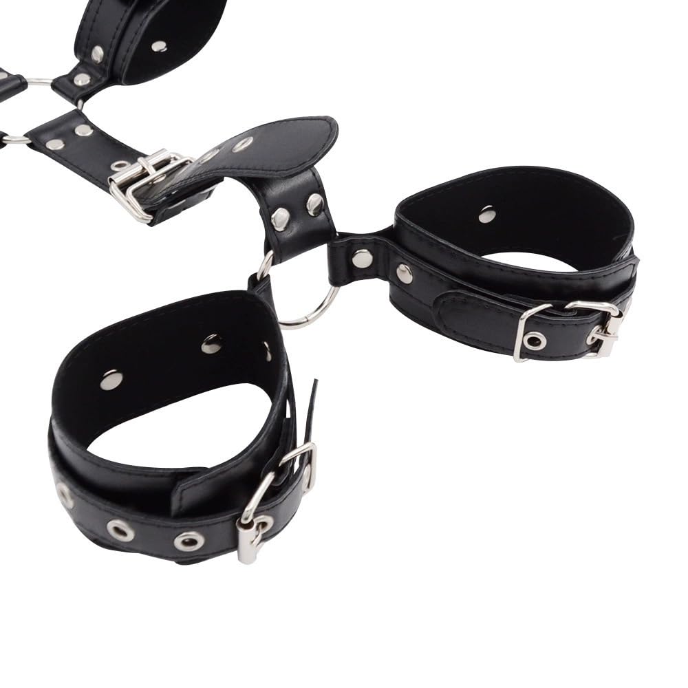 Adjustable Black SM Hand and Foot SM Doggy Shackles Back-to-Back Restraints, Restraints, Restraints, Belt, Style, Restraints, (Black)