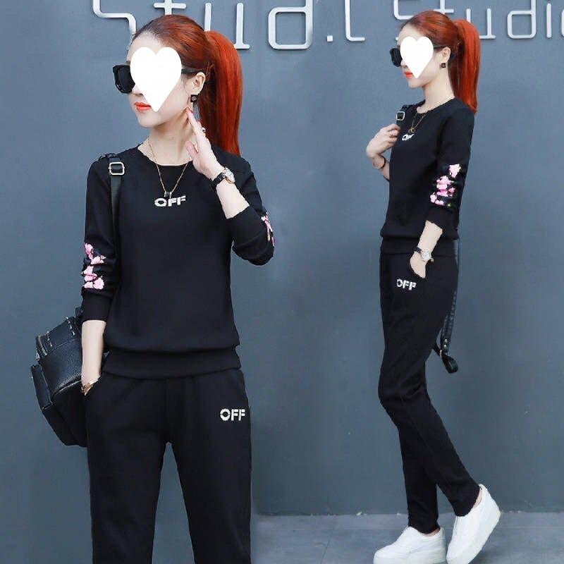 Sportswear Suit for Women, Spring and Autumn, Korean Style, Loose, Fashionable and Casual, Large Size Two-piece Set