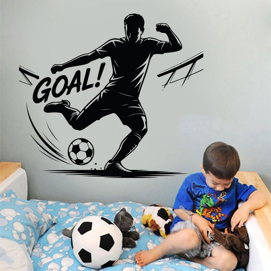 Football player silhouette wall sticker for boys room decor soccer vinyl decal inspirational sports mural