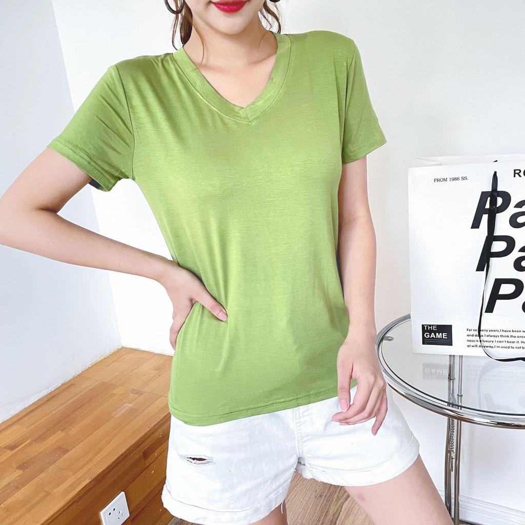 2025 Women's Modal V-neck Slimming Short Sleeve Cotton Top