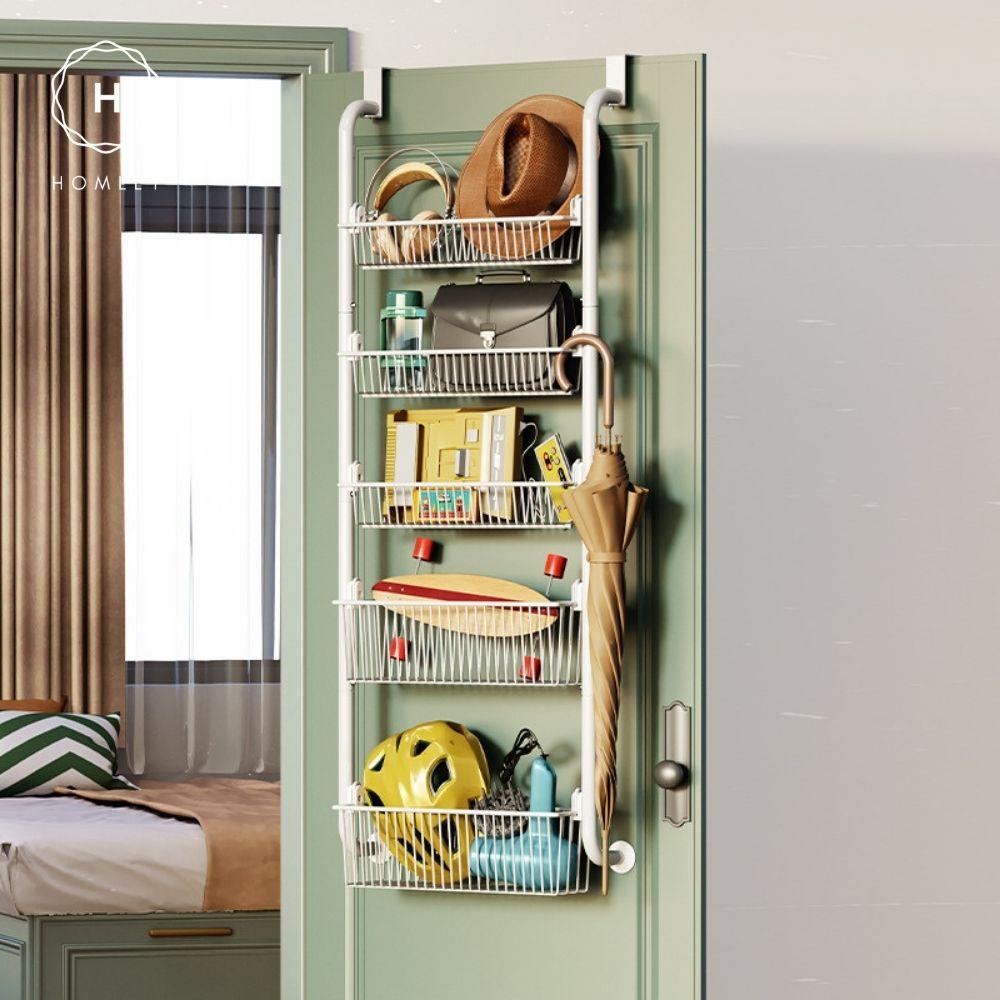 Homlly Over the Door 4/5/6 Tier Pantry Kitchen Bathroom Organizer and Storage Rack with Full Basket