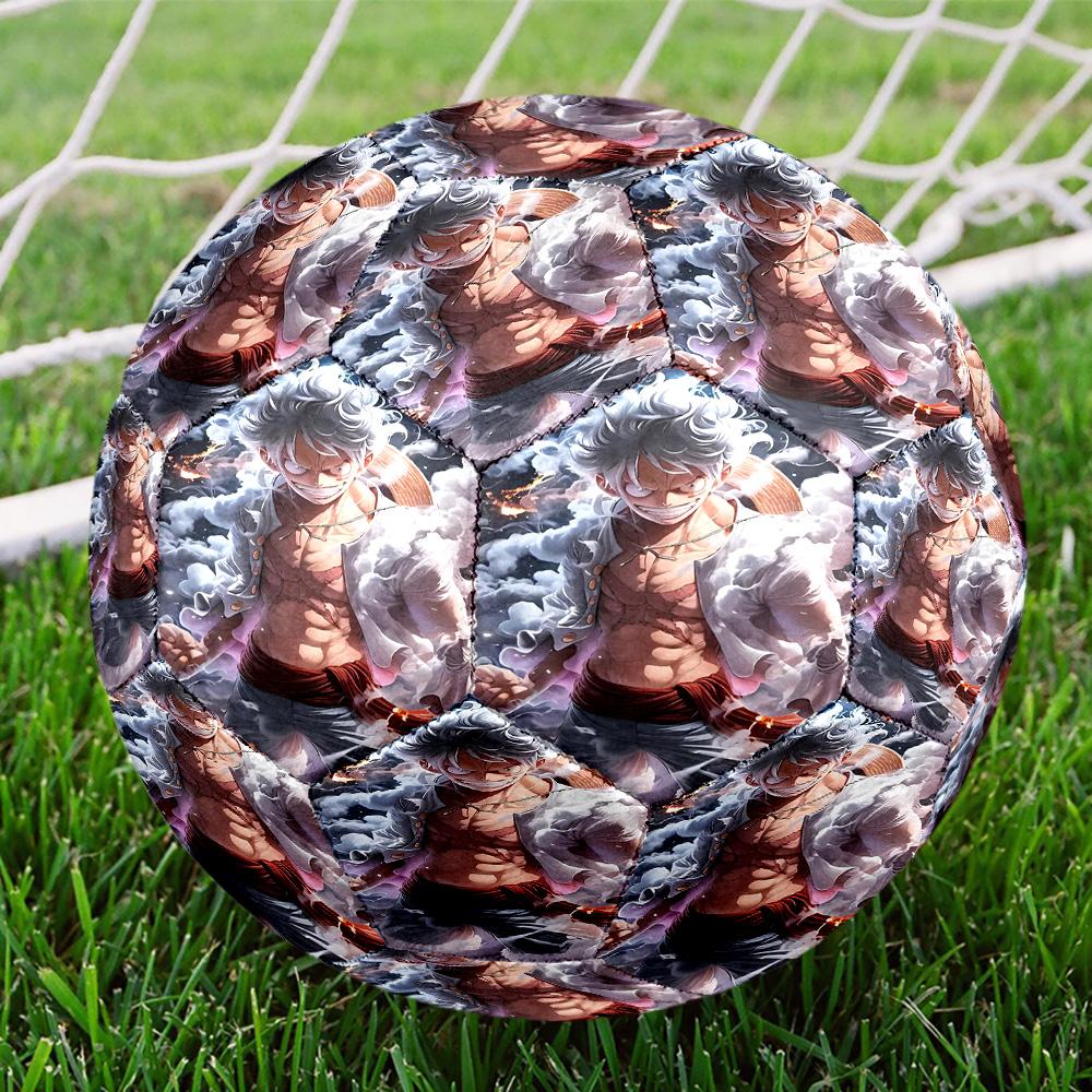 One Piece Print Size 5 Soccer Ball, Standard Match Football for Sports Game and Team Practice, Ideal Gift for Soccer Fans