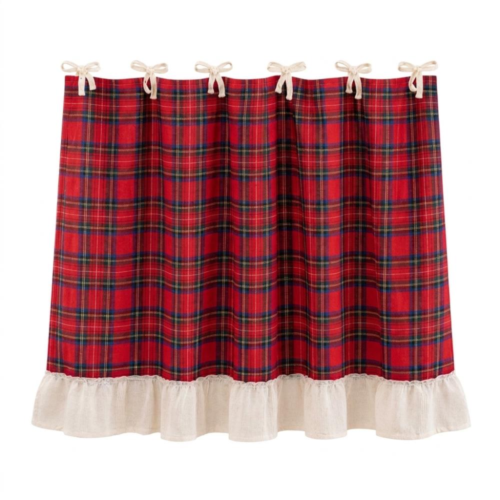 Ruffle Trim Oven Door Curtain Rural Style Plaid Dishwasher Cover Skirt Washable Easy To Install Christmas Oven Skirt