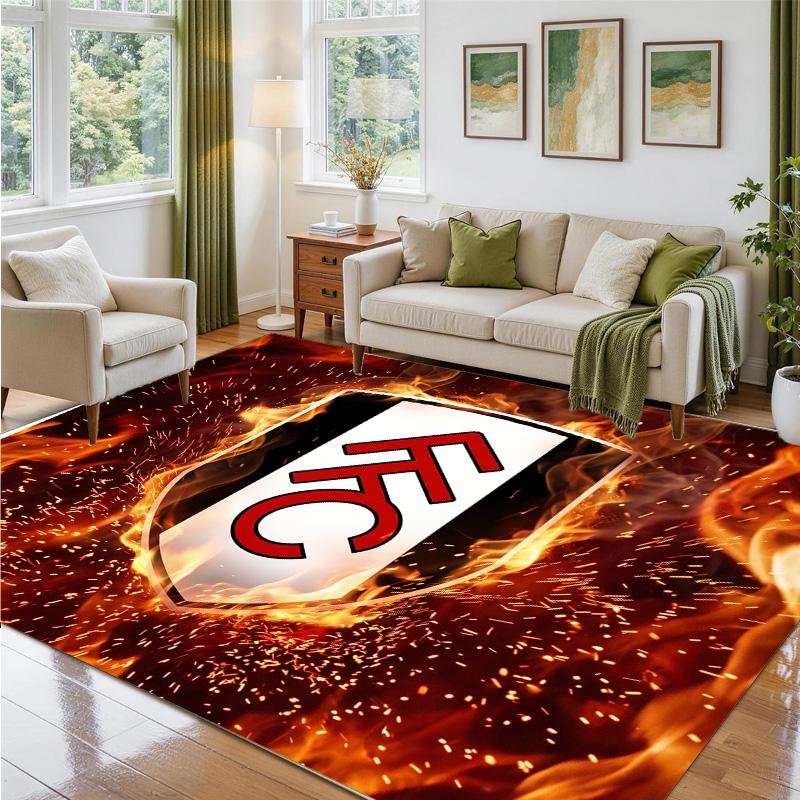 Fulham Voetbal Design Kristalfluweel Tapijt Zacht Decoratief Matje voor Slaapkamer Entree