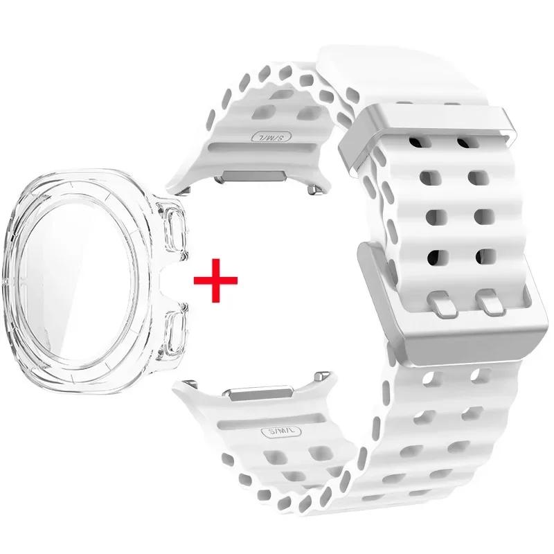 Schutzhülle aus gehärtetem Glas + Armband für Samsung Galaxy Watch Ultra 47mm Silikonarmband für Galaxy Watch Ultra 47mm Armband Schutzhülle