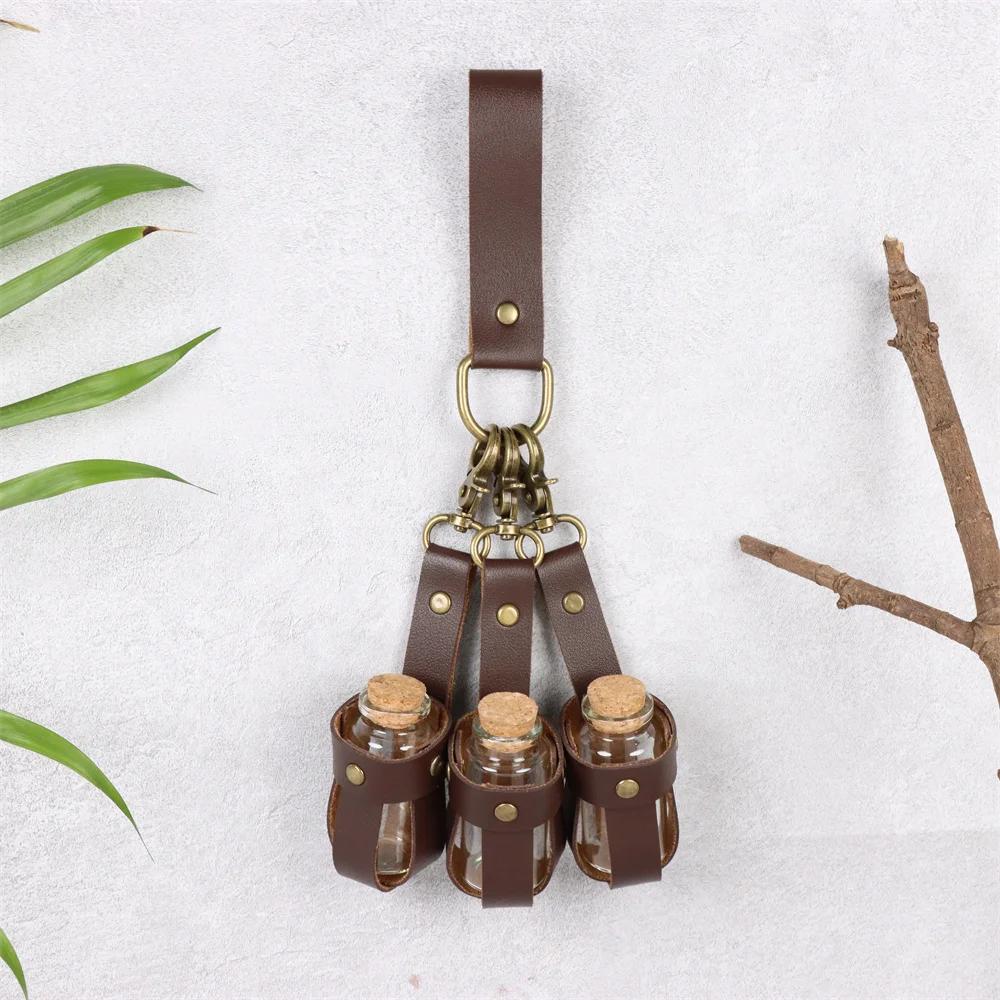 Medieval Alchemy PU Leather Holder Belt - Artificial Potion Bottle Accessory for Renaissance Faires And Cosplay Belt Accessory