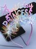 1 Stück Rosa Happy Birthday Stirnbänder für Frauen Mädchen Glitzernde Funkelnde Krone Haarreifen Kopfschmuck mit Stern-Boppern Pailletten und Lametta