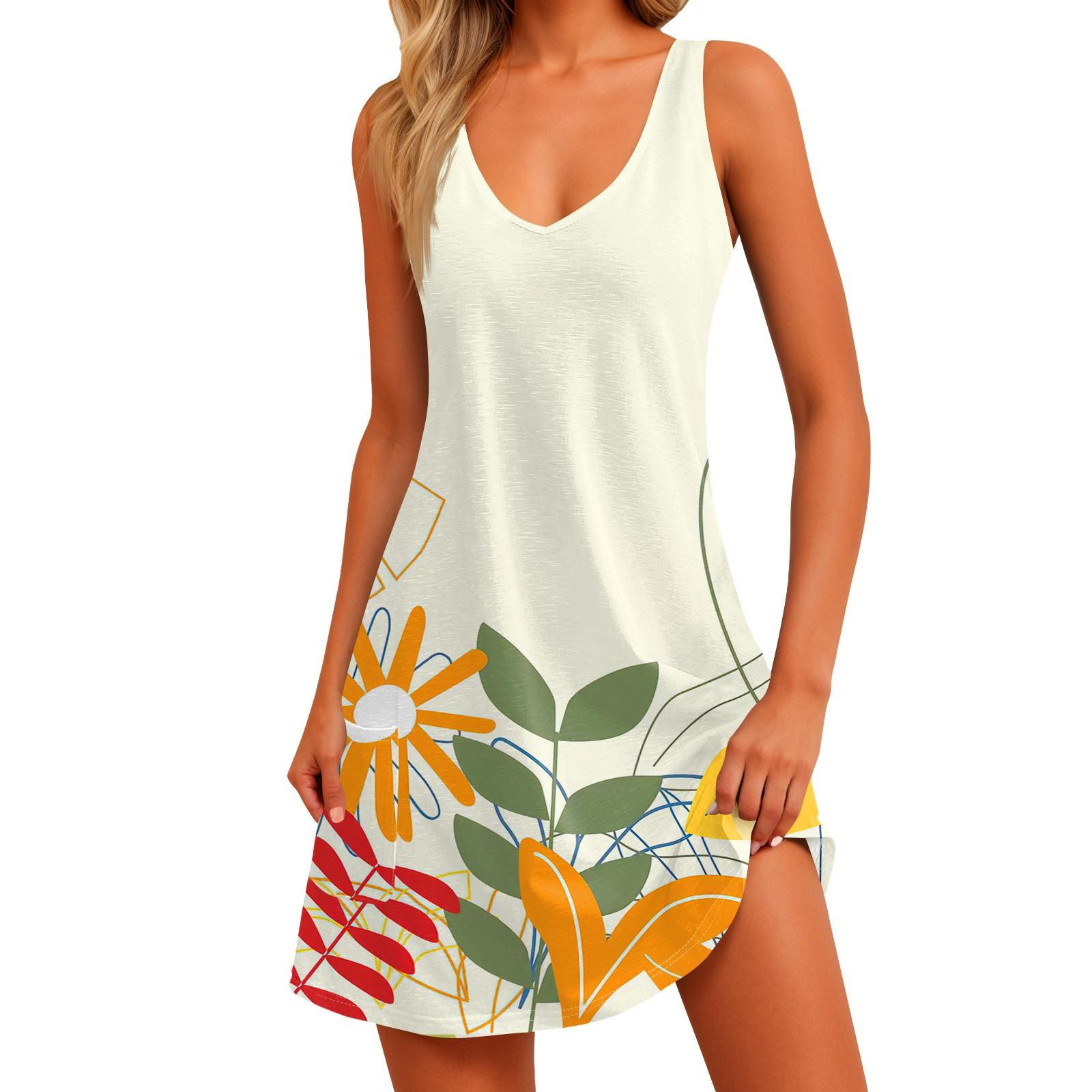 Женское повседневное платье с v-образным вырезом и цветочным принтом — фото 3