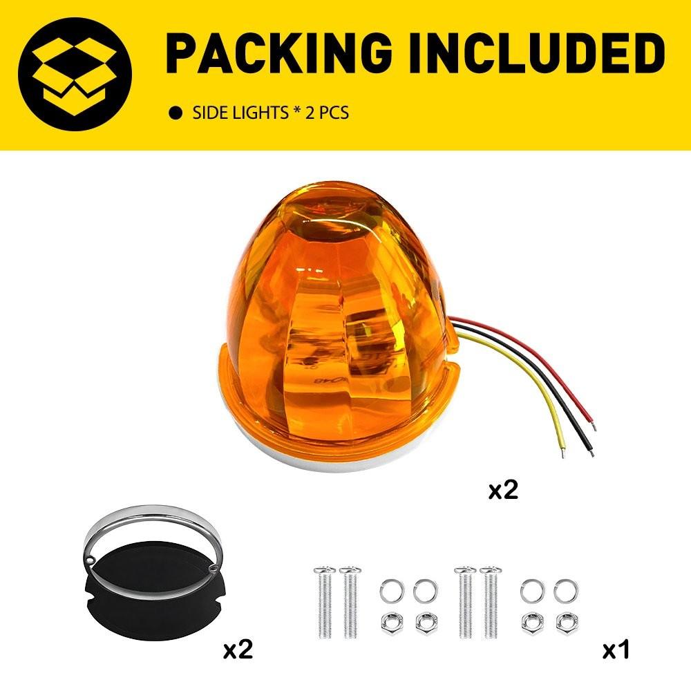 2x LED Amber Watermelon Lights Side Marker Truck Trailer Turn Signal Light 12V