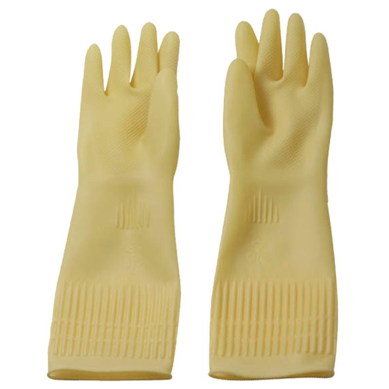 Arbeitsschutz 38cm Verlängerte Wasserdichte Gummihandschuhe L helle gelbe