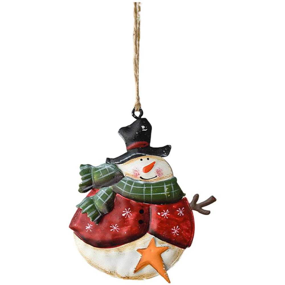 Festive Home Decor Christmas Tree Ornament Christmas Celebration Charms Snowman Design Long-lasting Use Metal Construction