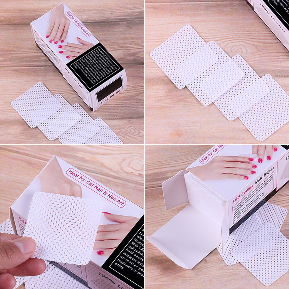 360 pezzi di salviette per unghie in scatola, cuscini, punte in gel assorbenti morbide, detergente per cotone, asciugamano pulito per manicure