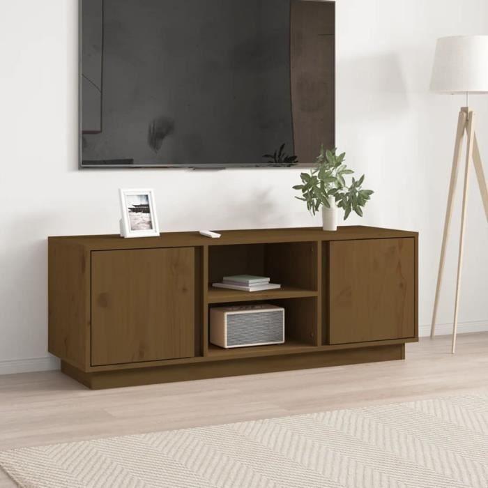 814477 vidaXL TV Cabinet Honey Brown 110x35x40.5 Cm Solid Pine Wood